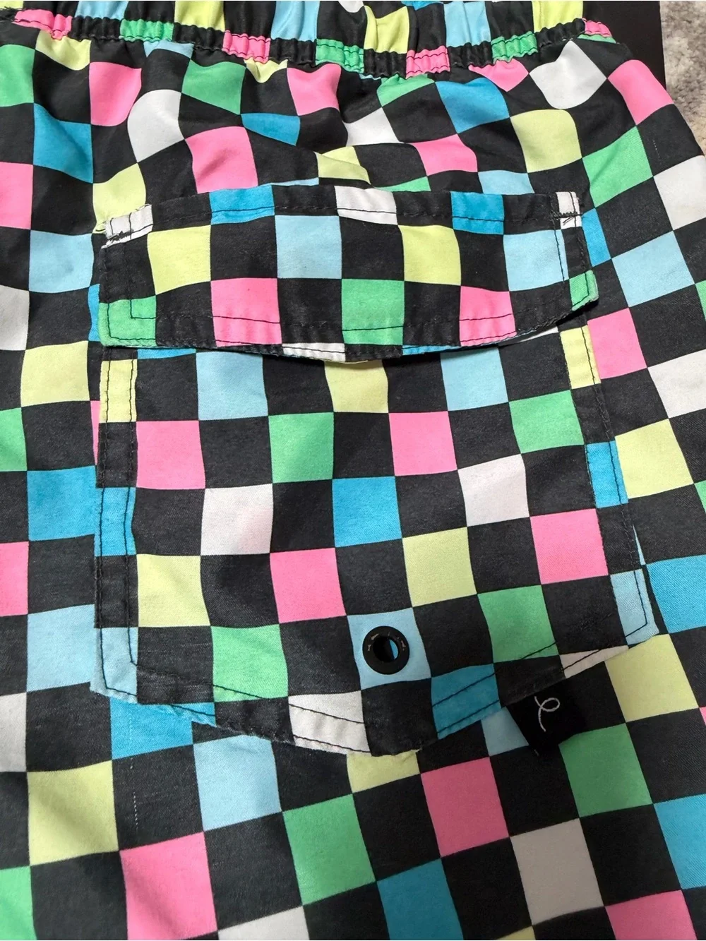Art Class Multicolor Checkerboard Swim Trunks